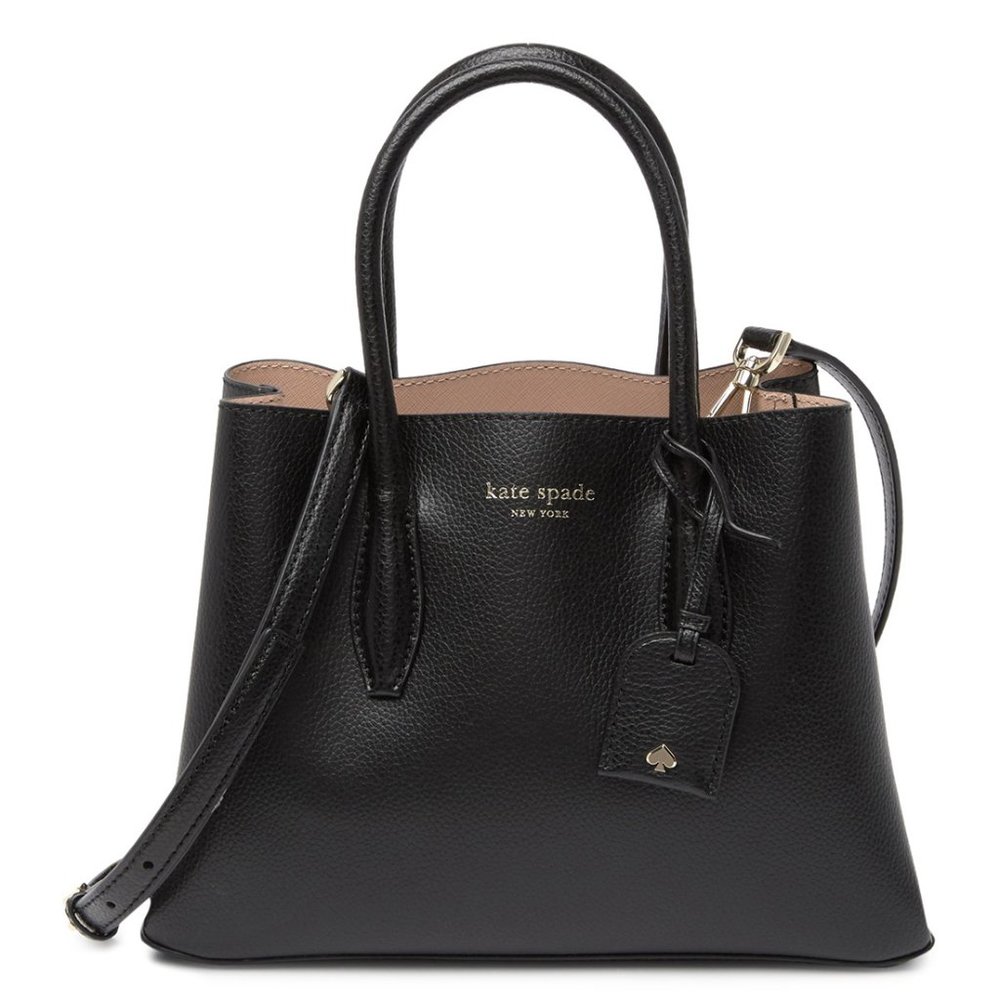 Kate Spade Eva Small Leather Satchel Handbag Black w/ Silver Hardware - Picture 2 of 5